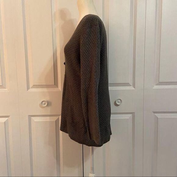 Jones New York Grey Knit V Neck Button Front Cardigan Sweater Large New - Picture 5 of 8